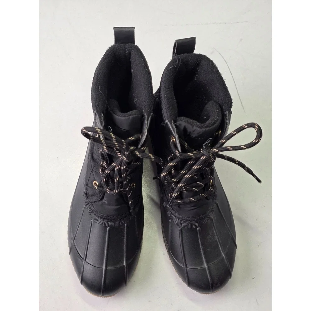 Magellan Outdoors Women's Duck Boots Size 8 B Black Rubber‎ Lace Up Shoes